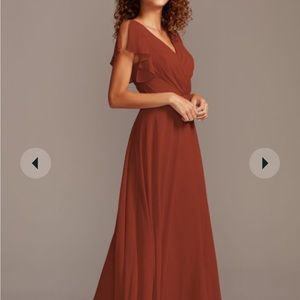 bridesmaid dress, STYLE# F20065. Cinnamon color. Not altered.